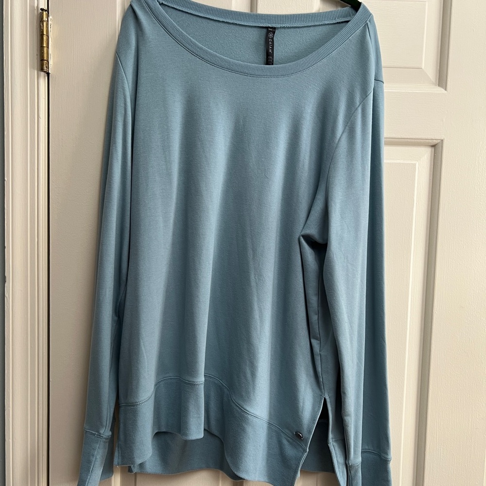 Gaiam Ava Crew Pullover Stone Blue Size XXL Studio to Street NWT